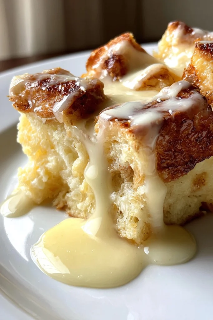 Custard Bread Pudding with Vanilla Sauce
