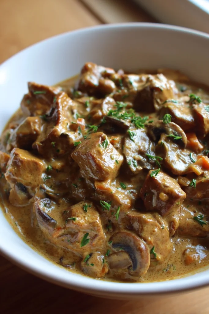 Mushroom and Seitan Stroganoff