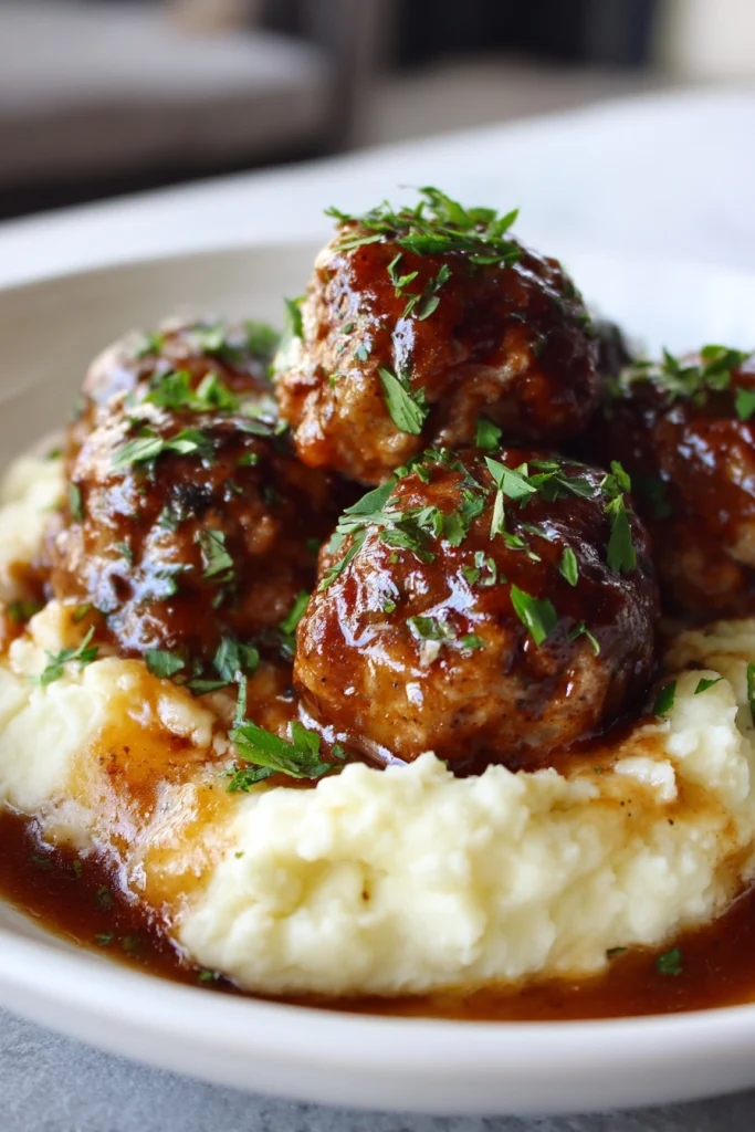 Slow Cooker Salisbury Steak Meatballs