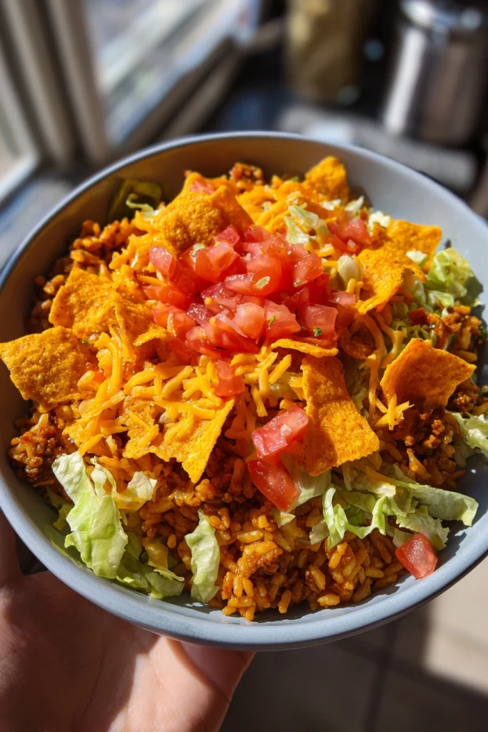 Taco Rice Bowl with Doritos Recipe