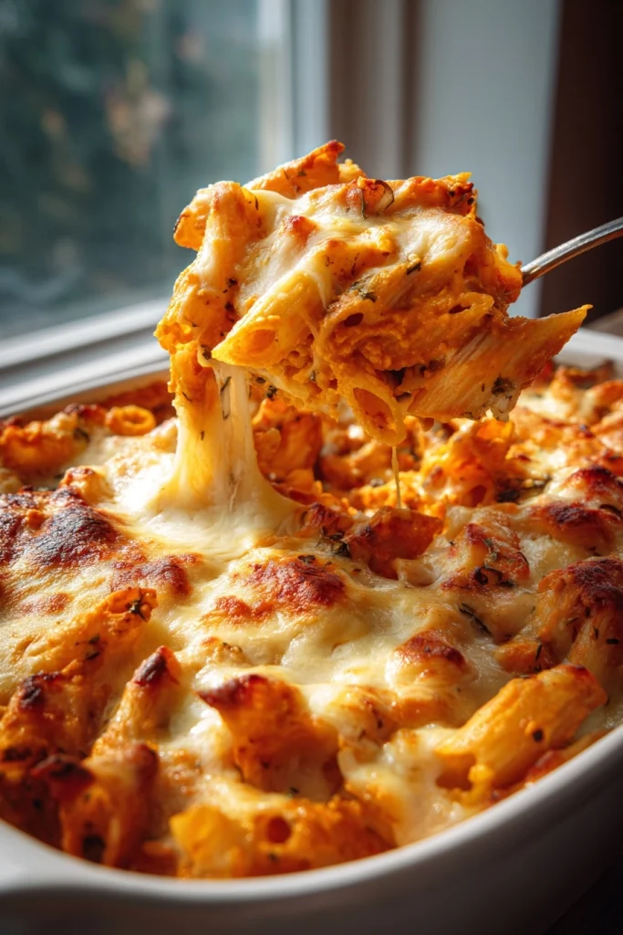 pasta bake with pumpkin tomato sauce