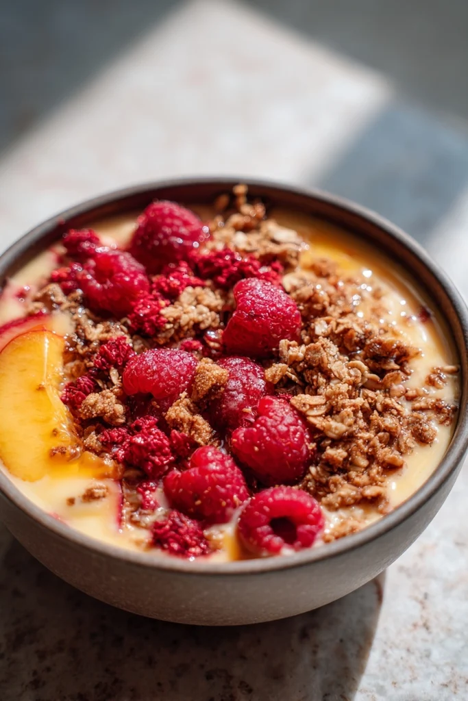 peach melba smoothie bowl