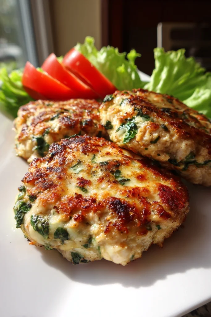 white cheddar spinach chicken burgers