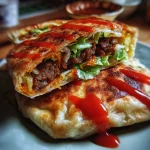 Beef Paratha Burger with Spicy Sauce