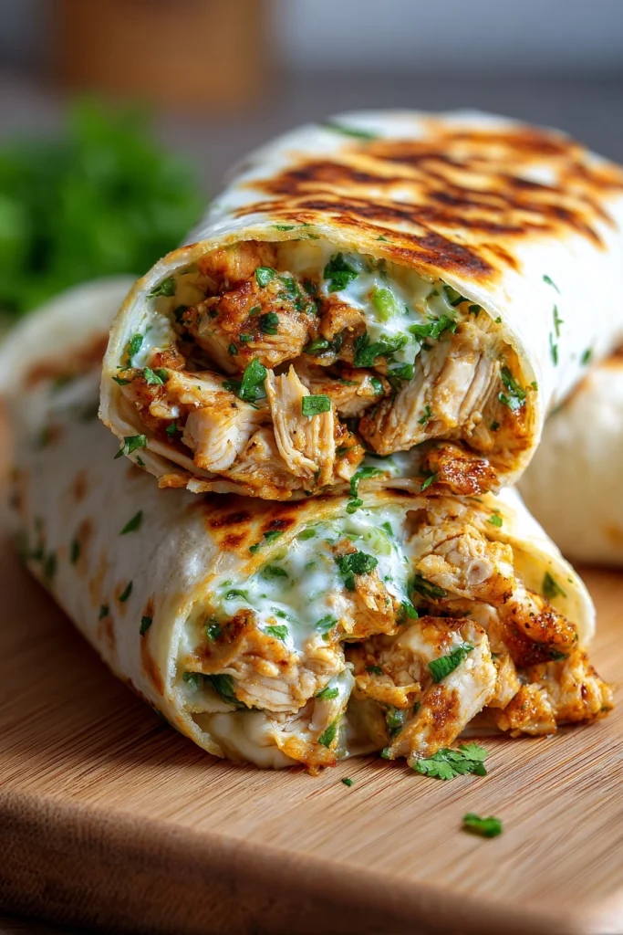Cheesy Chicken Garlic Wraps