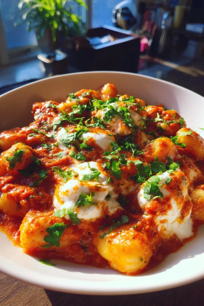 Creamy Tomato Gnocchi with Burrata