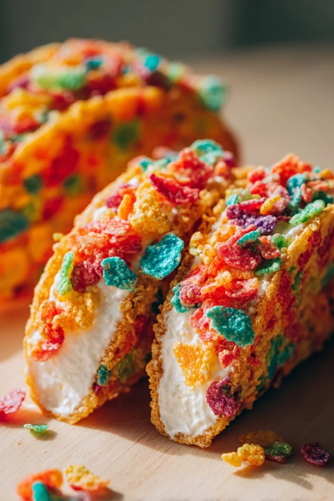 Fruity Pebbles Cheesecake Tacos
