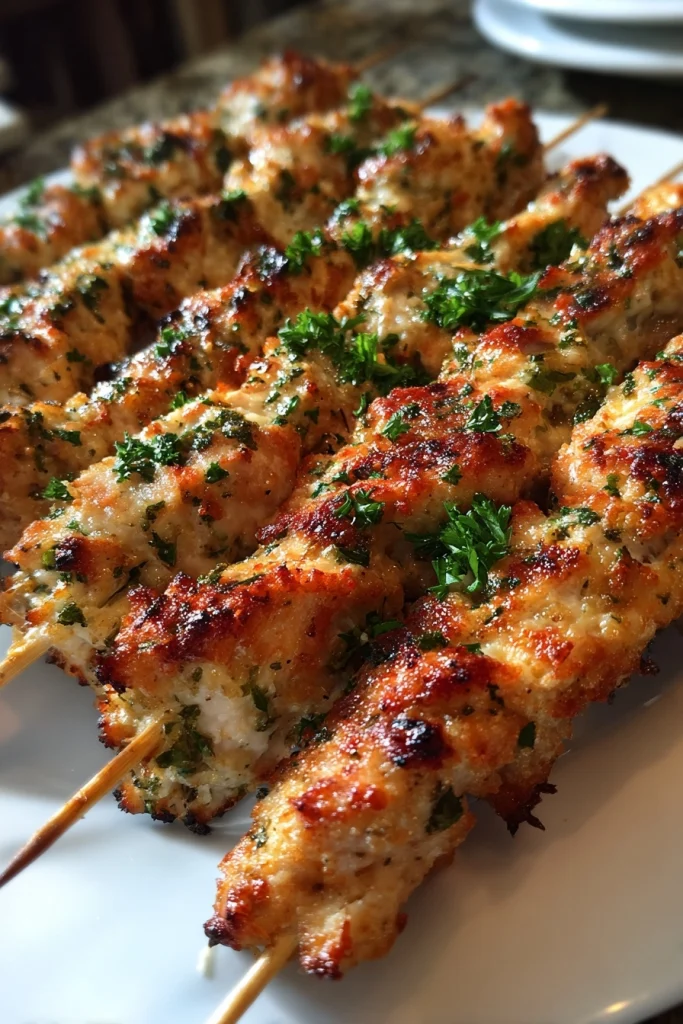 Garlic Parmesan Chicken Skewers