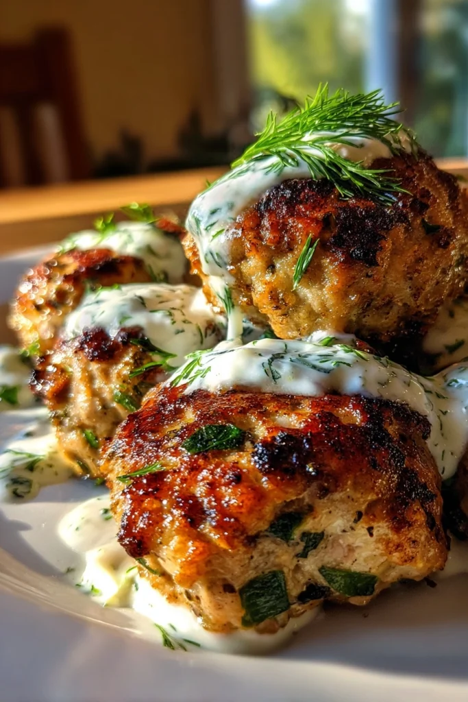 Greek Turkey Meatballs with Tzatziki Sauce