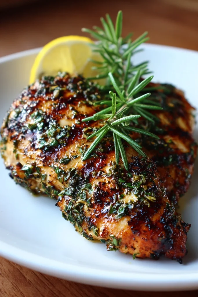 Mediterranean herb crusted grilled chicken