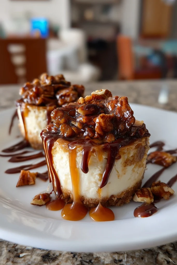 Mini Turtle Cheesecakes