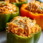 SHREDDED CHICKEN & RICE STUFFED PEPPERS (HALLOWEEN STYLE)