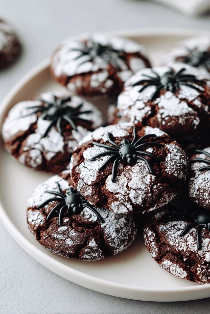 Spider Chocolate Crinkle Cookies