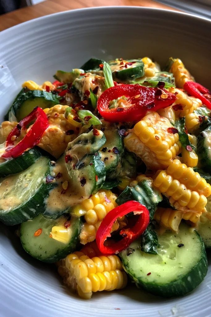 Street Corn Creamy Cucumber Salad