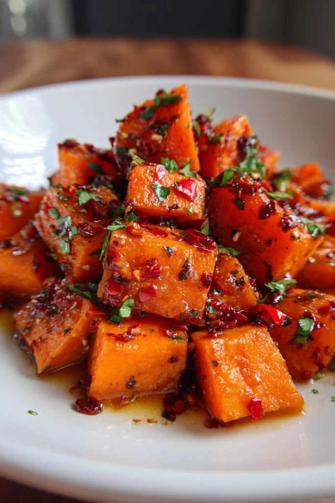 chili garlic sweet potatoes