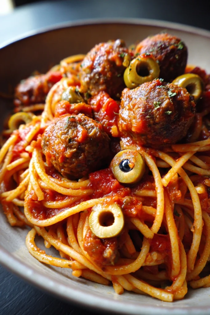 eyeball pasta with meatballs