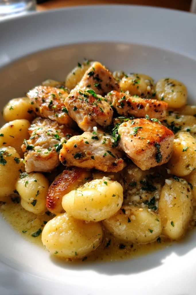 garlic chicken gnocchi skillet