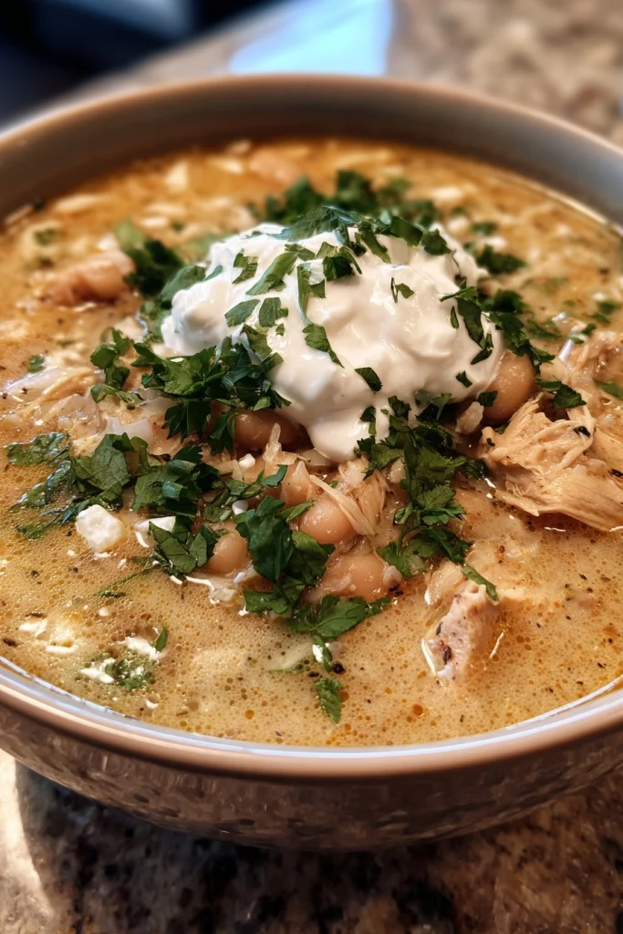 Easy Creamy Crockpot White Chicken Chili Recipe