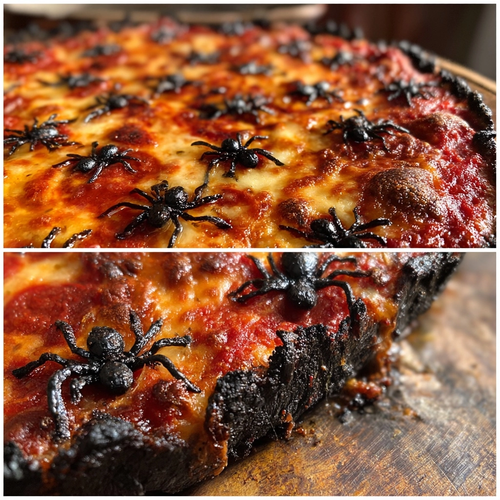 Spider Halloween Pizza with Black Charcoal Crust