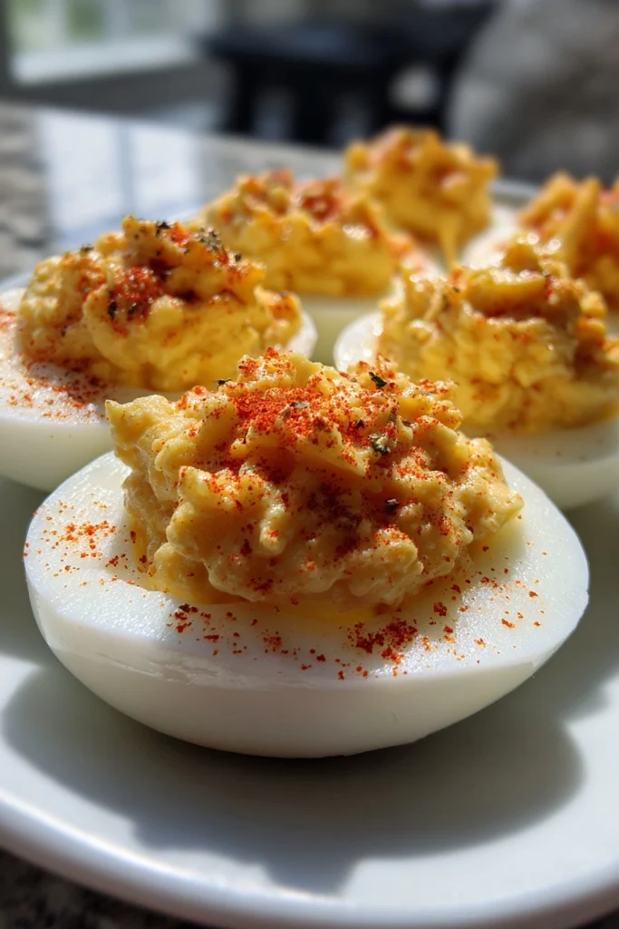 creamy cheesy deviled eggs