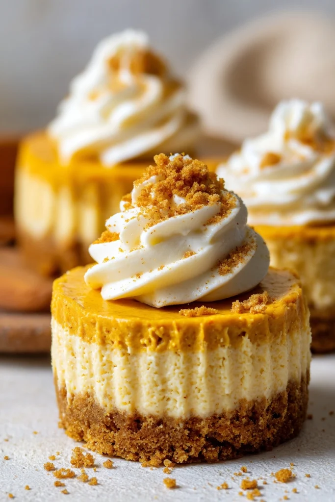 mini no bake pumpkin cheesecakes