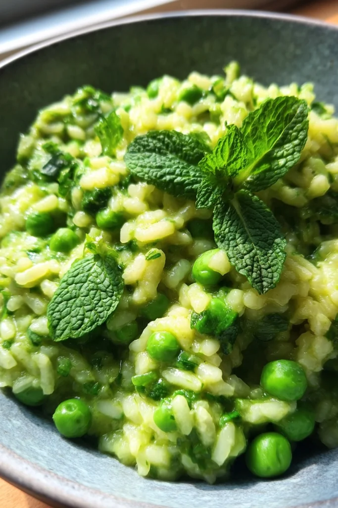 spring pea risotto with mint