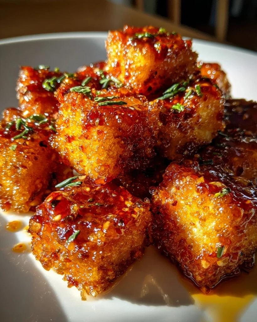 Crispy chili garlic tofu bites