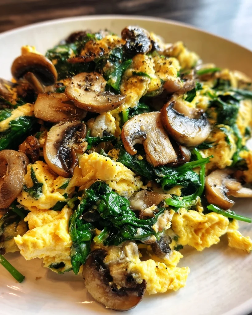 Keto Spinach Mushroom Scramble