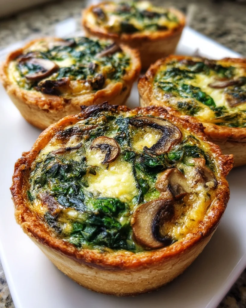 Mini Spinach Mushroom Quiches