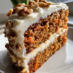 gluten-free carrot cake with cream cheese frosting and walnut topping