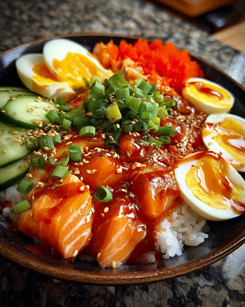 high protein salmon poke bowl