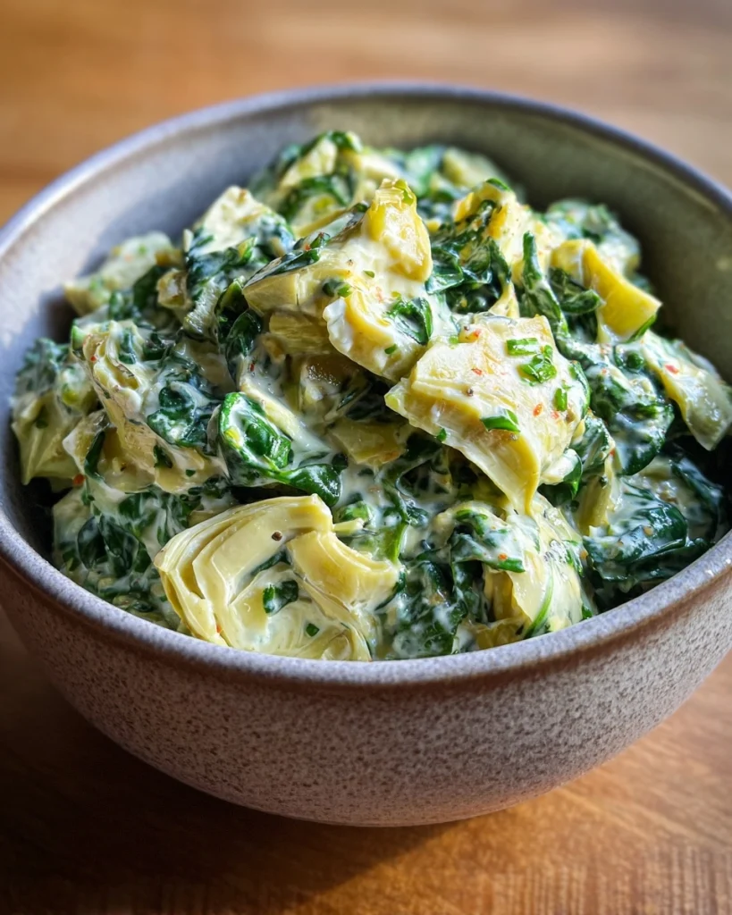 keto spinach artichoke bowl