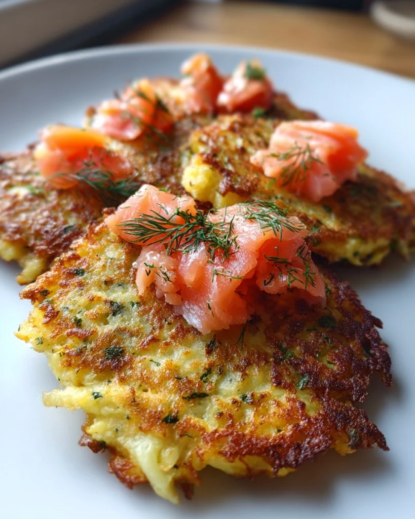smoked salmon and dill potato latkes