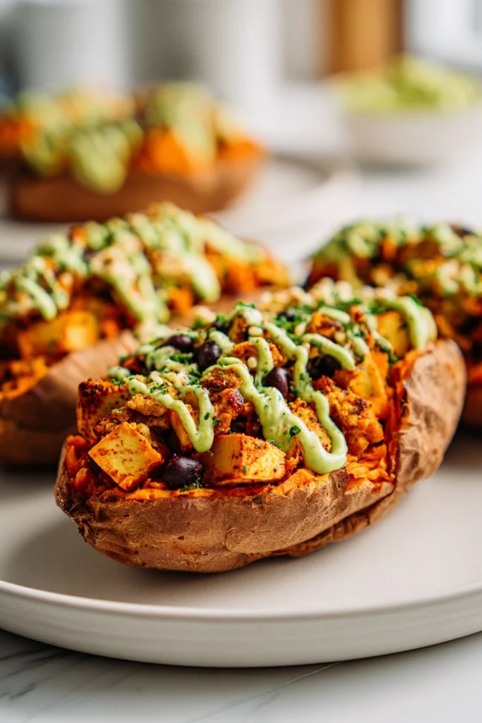 Black Bean Stuffed Sweet Potatoes (Vegan) - Two Spoons