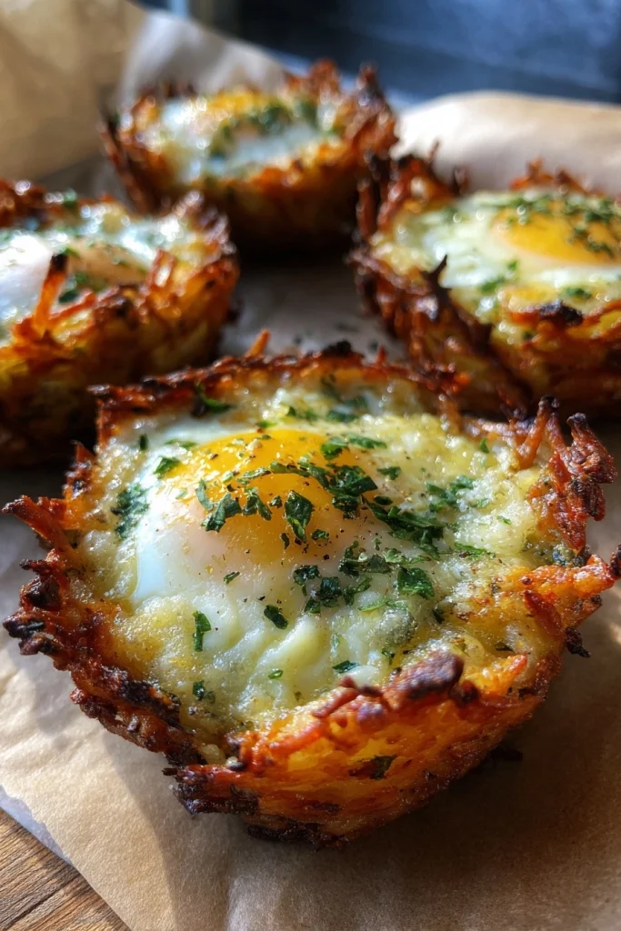 Eggs in Crispy Hash Brown Baskets