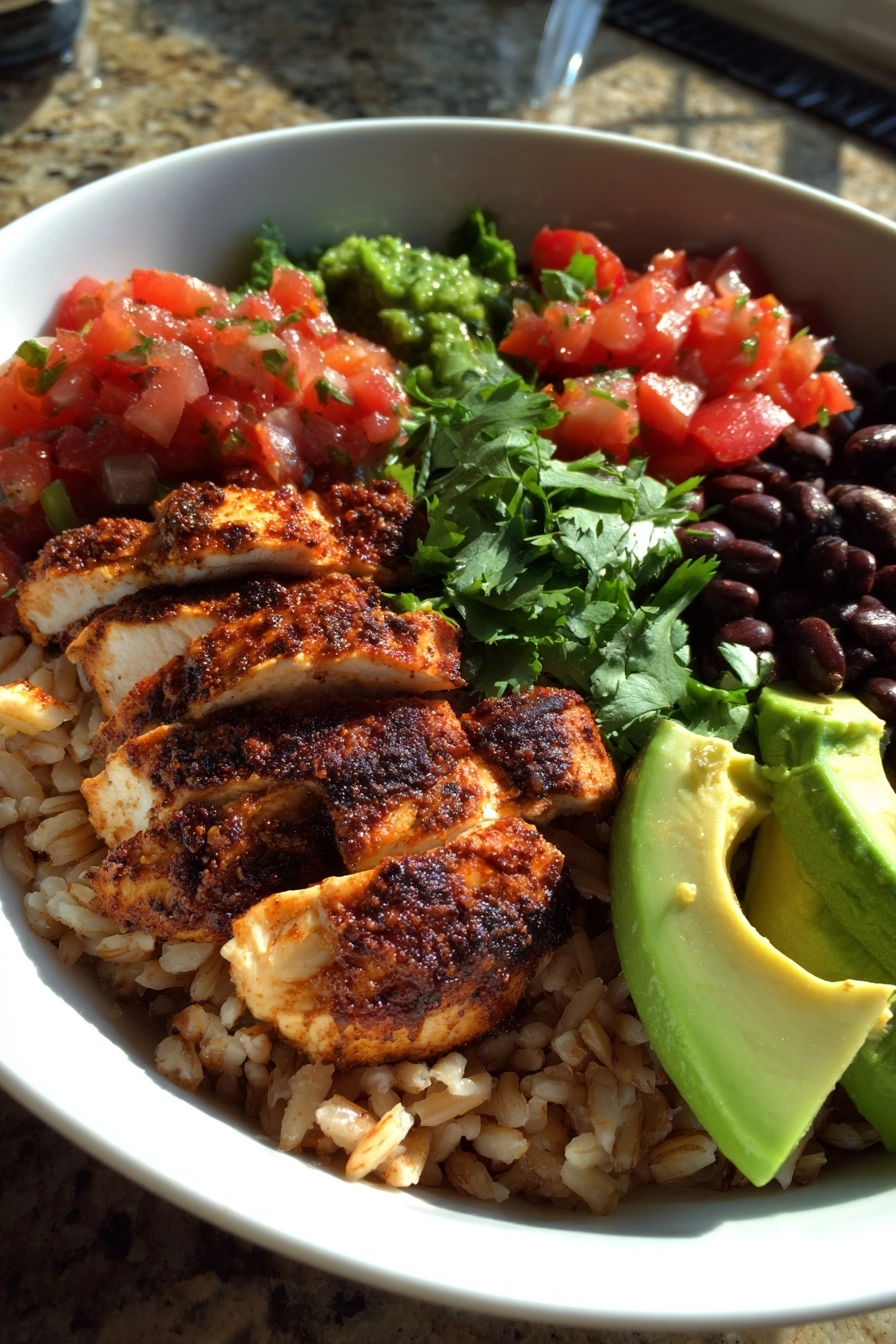 chicken burrito bowl meal prep