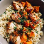 chicken sweet potato rice bowl