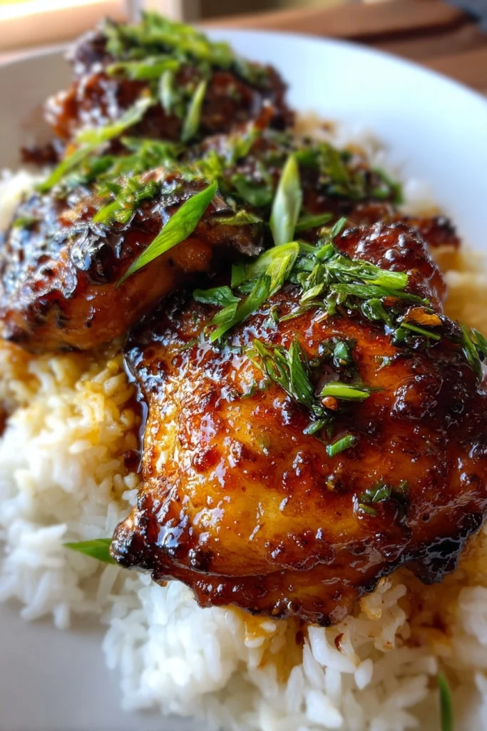 sticky Asian glazed chicken thighs
