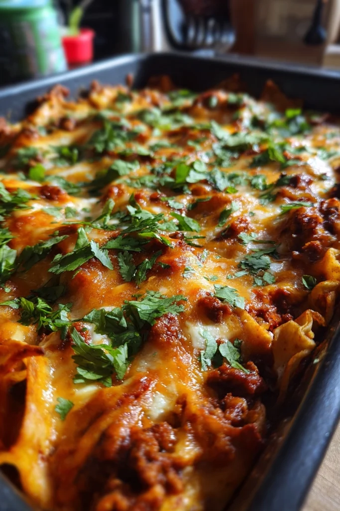 gluten free ground beef enchilada casserole