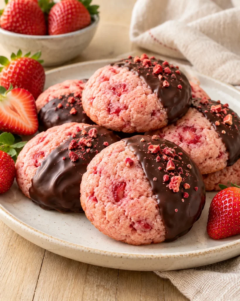 Gluten Free Chocolate Covered Strawberry Cookies