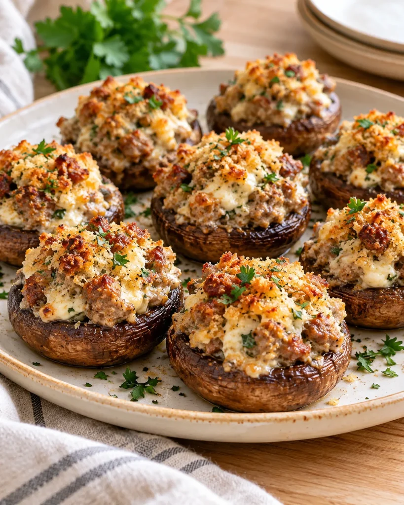 Gluten Free Sausage Stuffed Mushrooms